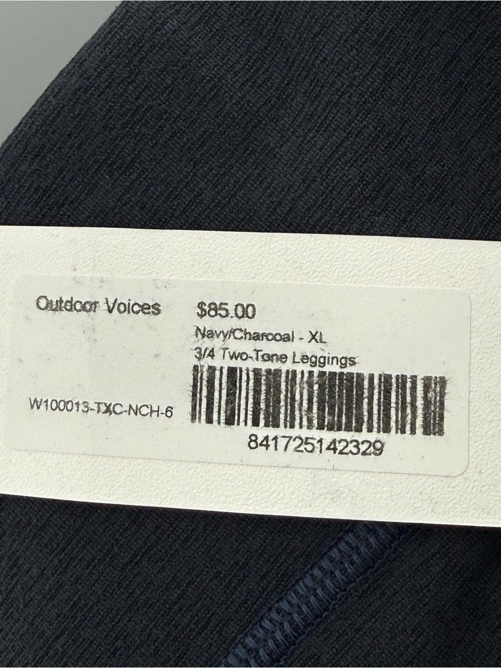 NWT Outdoor Voices 3/4 Two-Tone Warm Up Athletic Leggings Navy/Charcoal Size XL - Picture 8 of 8